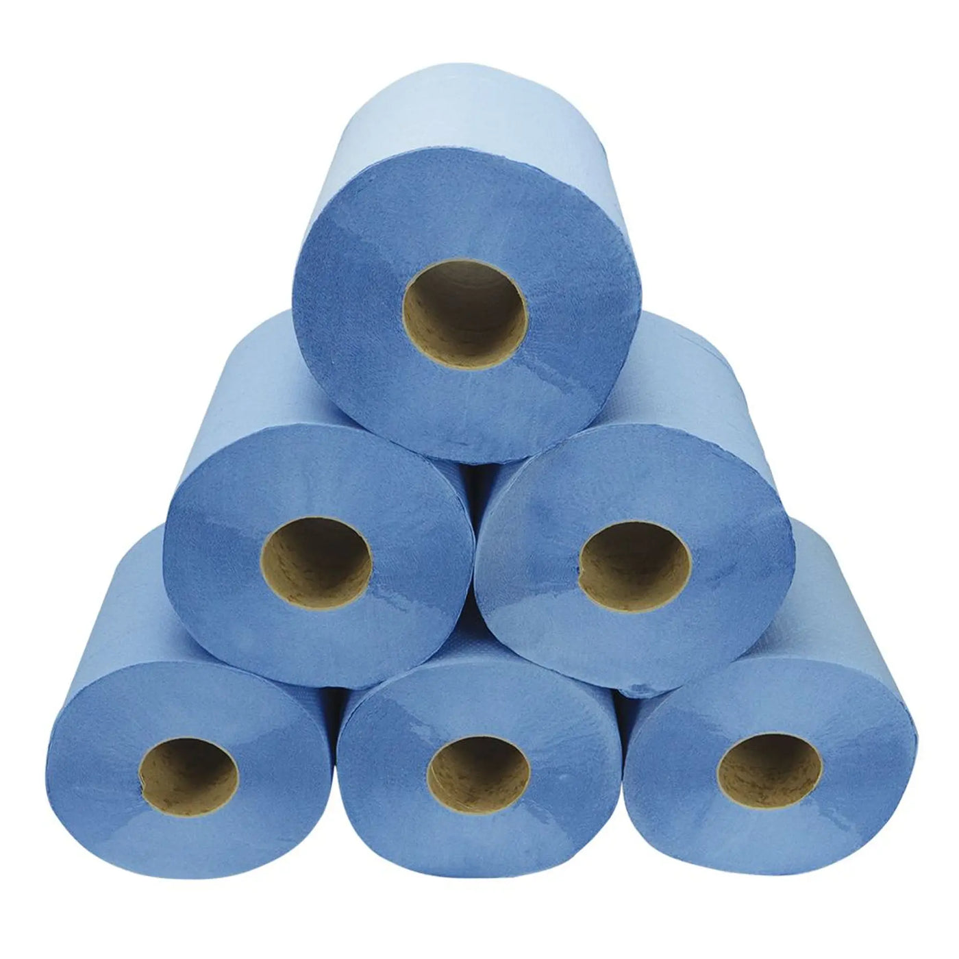 6 x Blue Embossed Centre Feed Roll (300 Sheets x 166mm - 2Ply )