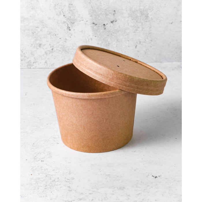 8oz KRAFT PAPER SOUP CONTAINER WITH VENTED LID in UK