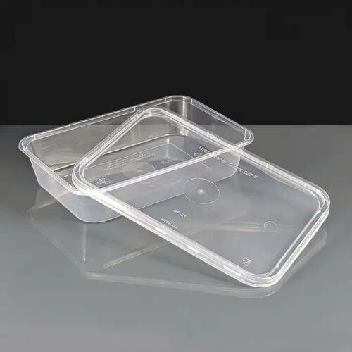 Clear Economy plastic takeaway containers & lids - small